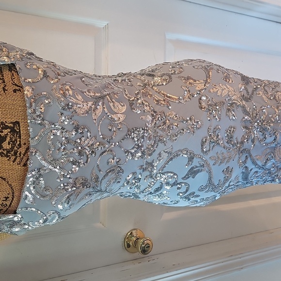 Sparkling Silver Sequin Mini Dress - Picture 2 of 7